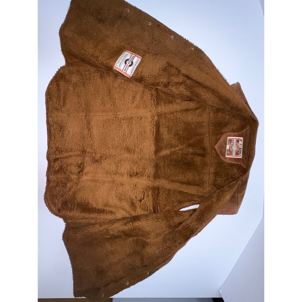 Vintage Pioneer Wear Mens Brown Leather/Sherpa Lined Vest Western Cowboy Size 42 - Picture 9 of 15
